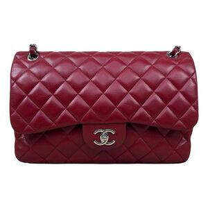 Chanel Lambskin Jumbo Double Flap Bag Leather Red